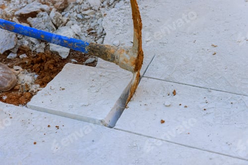 Preview: Demolition repair of old concrete sidewalk pavement restoration