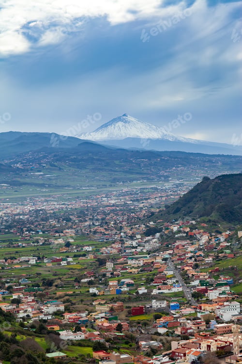 Preview: Beautiful view of Tenerife landscape with volcano Pico del Teide in the distance