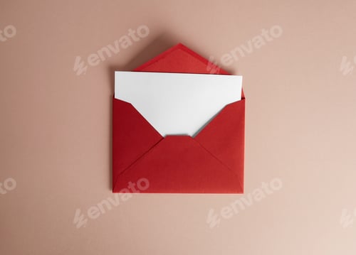 Preview: Mockup envelope and white blank sheet on empty color desk. Business empty mock-up background