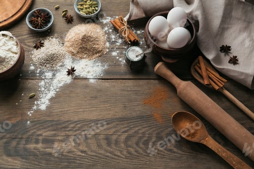 Preview: Ingredients for Cooking Bread or Cookies: Bran, Flour and Spices