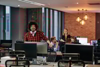 Preview: Strategic Business Meeting: Group of Professionals Collaborating in Office Using Computers