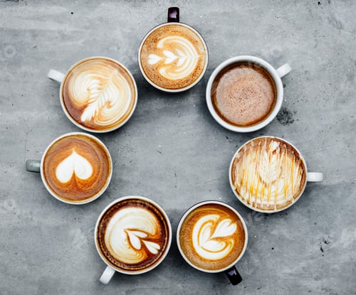 Preview: Aerial view of various coffee