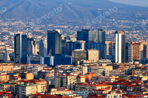 Preview: Naples, Italy with the financial district skyline under Mt. Vesuvius