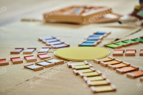 Preview: Montessori materials for teaching colors, sun shape, game, early school education, childhood