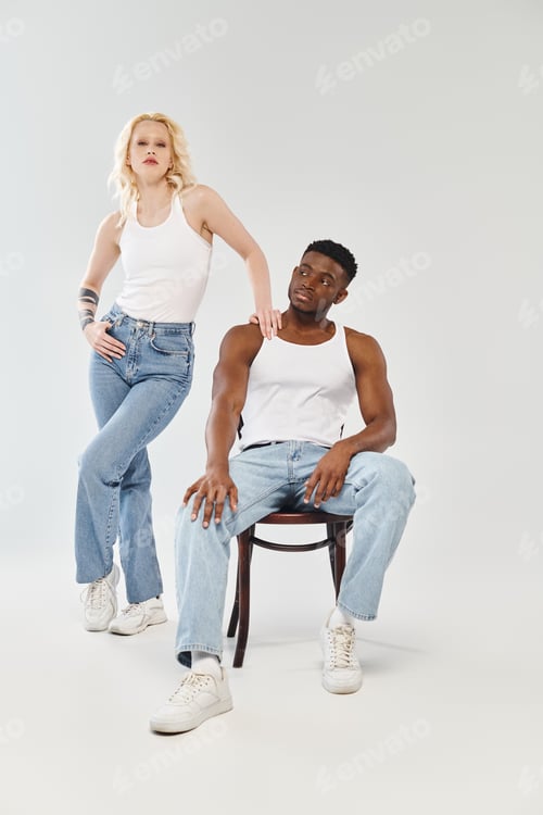 Preview: Harmony of two: man and woman seated