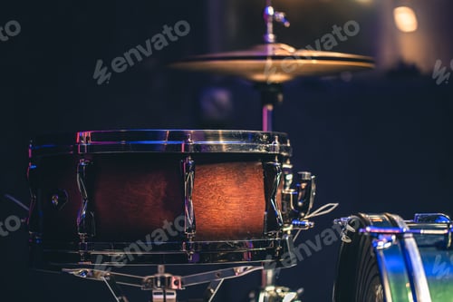 Preview: Close-up, part of a drum kit on a blurred background.