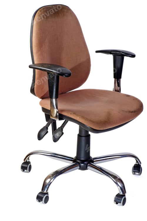 Preview: Old dirty office chair isolated on white background