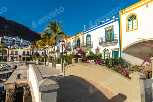 Preview: A beautiful bridge in the port the touristic coastal town Mogan in the south of Gran Canaria. Spain
