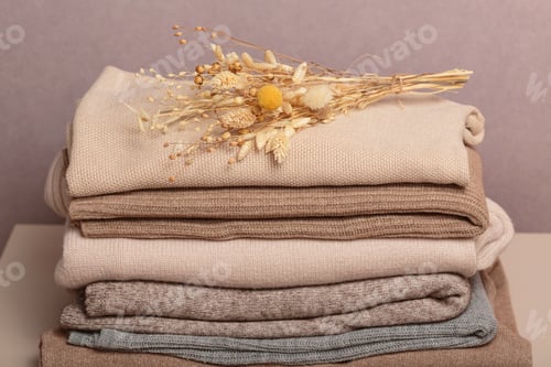 Preview: Stack of second hand clothes, ready to give away, used wardrobe