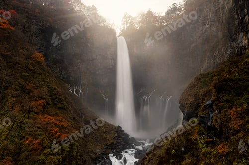 Preview: Landscape scene of Kegon waterfall with autumn season at Nikko, Japan
