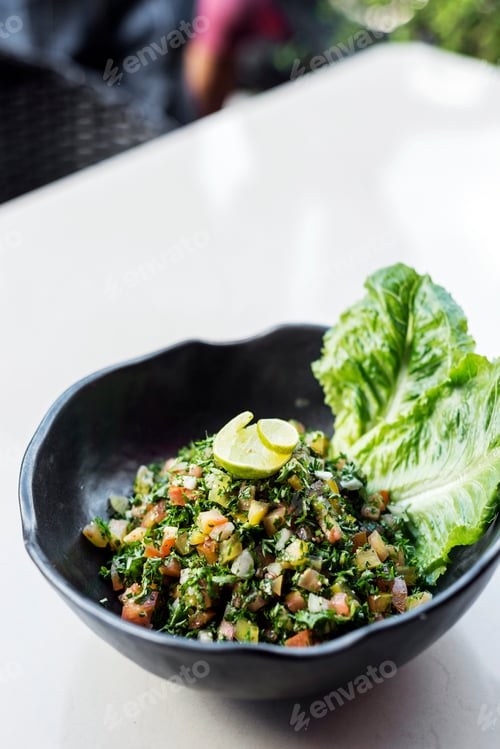 Preview: tabouleh traditional lebanese middle eastern salad bowl meze starter