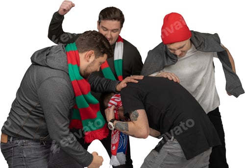 Preview: a group of men standing around a man getting a tattoo on his arm