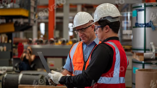 Preview: Heavy Industry Foreman ware safety jacket Daily preventive maintenance checking machine use laptop