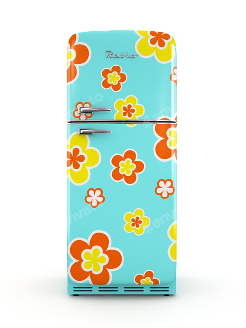 Preview: Retro fridge isolated on white background 3D rendering