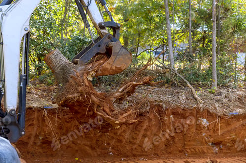 Preview: Clearing land for housing complex using skid steer tractor to remove a roots