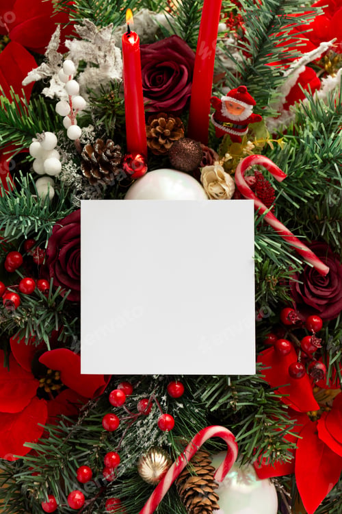 Preview: Square card mockup, Christmas background