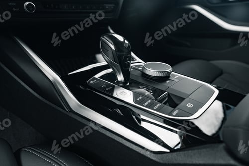 Preview: Luxury car gear shifter knob close up