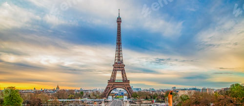 Preview: Eiffel Tower seen from the Jardins du Trocadero in Paris, France. Eiffel Tower is one of the most ic