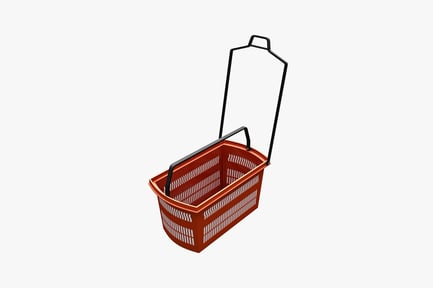 Preview: Empty rectangular shopping basket with grid pattern