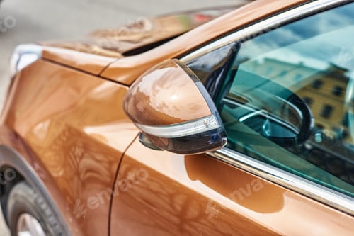 Preview: Parked car with automatic folding rear view mirror