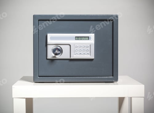 Preview: Closed safe on grey background