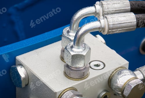 Preview: Hydraulic or pneumatic mechanism in industrial machine. Technology