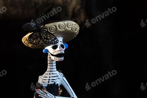 Preview: Catrina or skull with monarch butterfly dress on day of the dead