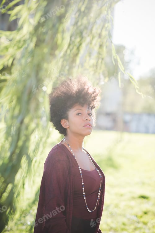 Preview: beautiful black curly hair african woman