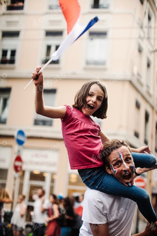Preview: Father and daughter happy and celebrating with excitement
