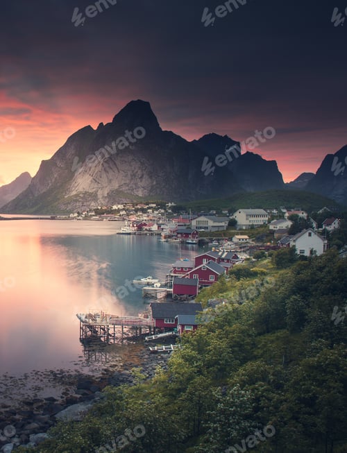 Preview: Beautiful landscape in Lofoten Islands in Summer, Norway