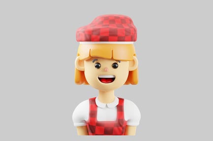 Preview: Cartoon girl with red plaid