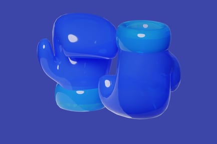 Preview: Two blue, rounded objects with a glossy finish against a solid purple background.