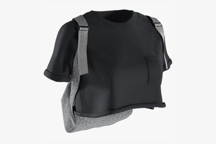 Preview: Women's Black T-Shirt with Attached Backpack