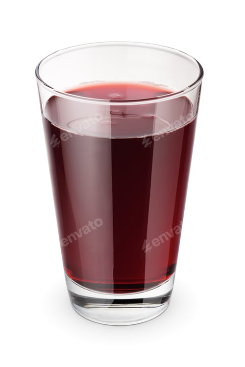 Preview: Glass of Deep Red Juice Isolated on White