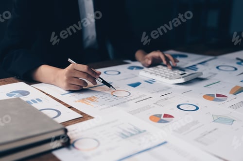Preview: Asian Business woman making business call talking on phone. Account and Finance concept
