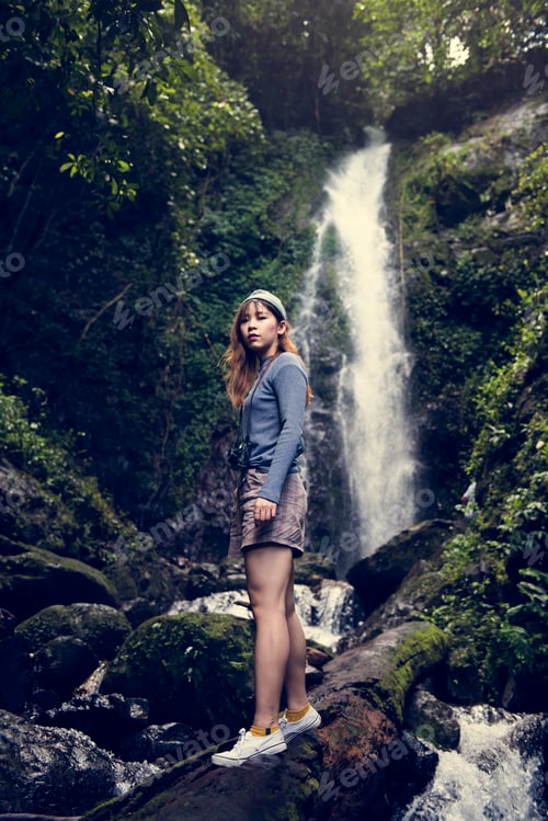 Preview: Asian woman enjoying an outdoor trip