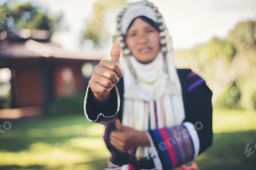 Preview: woman Hill tribe hmong hilltribe in beautiful costume dress