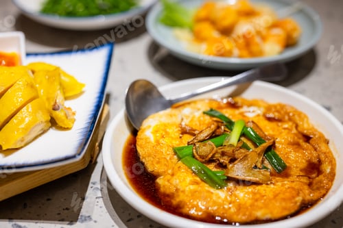 Preview: Chinese cuisine egg omelette with soy sauce
