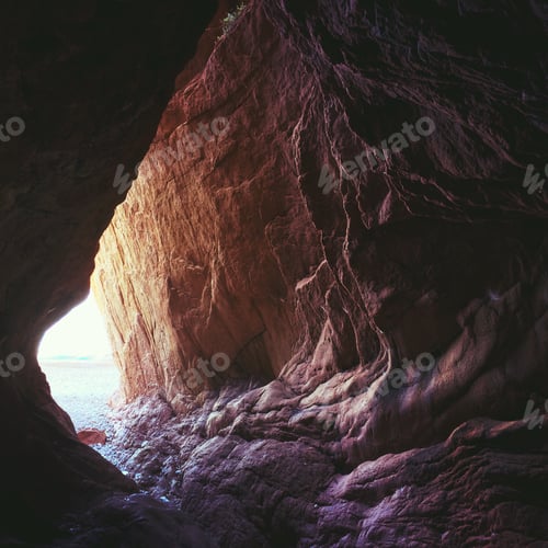 Preview: Daylight entering in a cave with strange rocks shapes