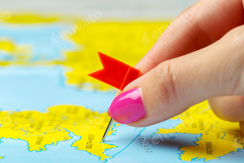 Vista previa: Travel destination points on a map