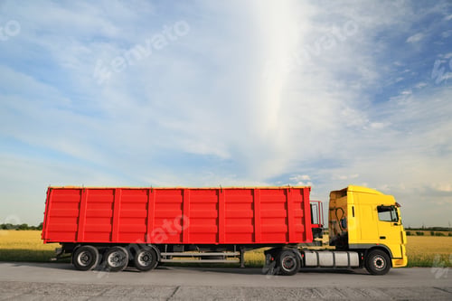 Preview: Modern bright truck parked on country road