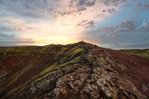 Preview: The edge of an old volcano (Kerid) in the south-west of Iceland during sunset in October.