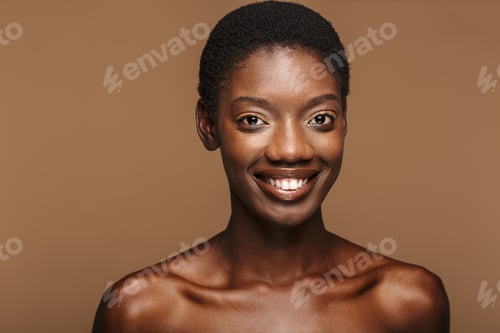 Preview: Beauty portrait of young half-naked african woman with short black hair