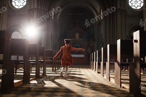 Preview: Little girl playing in church