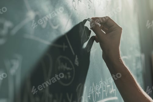 Preview: Professor writing mathematical formulas on the chalkboard