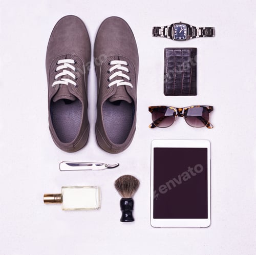 Preview: Getting ready for the day. High angle shot of personal accessories.