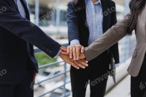 Vista previa: Business team joining hands showing unity and teamwork