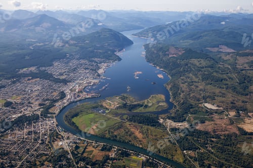 Preview: Aerial view of a small town, Port Alberni, on Vancouver Island