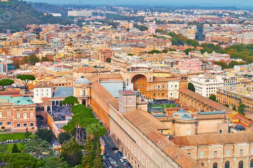 Preview: Rome panorama building evening. Rome rooftop view with ancient architecture in Italy