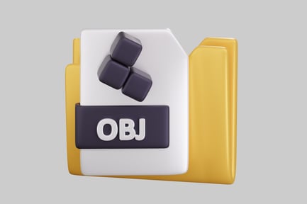 Preview: File folder with label "OBJ" and three cubes